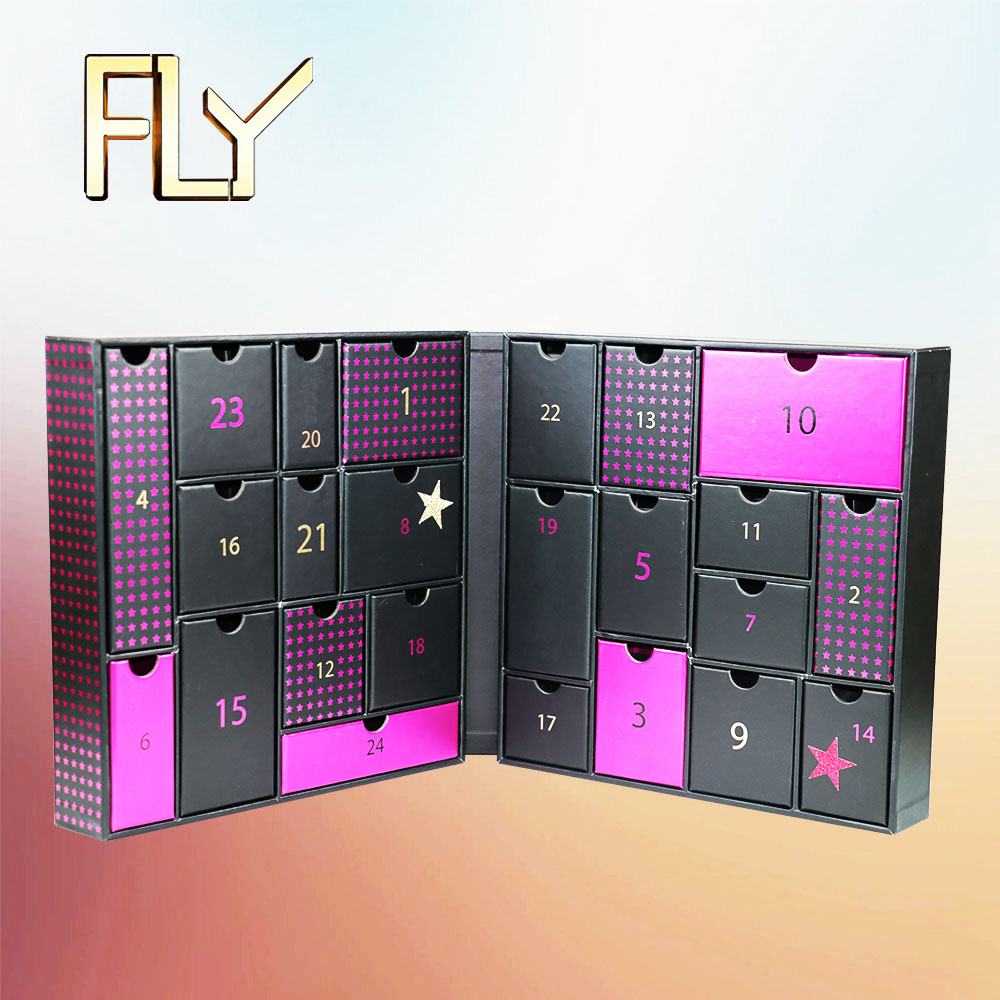 Christmas Countdown Paper Box Packaging Empty Advent Calendar for Hair Accessories Jewelry&Beauty Cosmetics 
